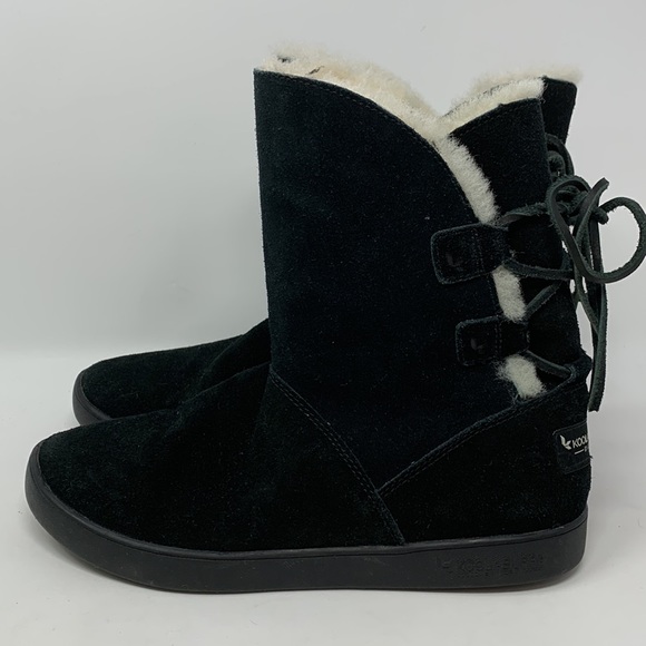 Koolaburra by UGG Shazi Short Winter Boots/Booties black suede fleece lined - Picture 3 of 12